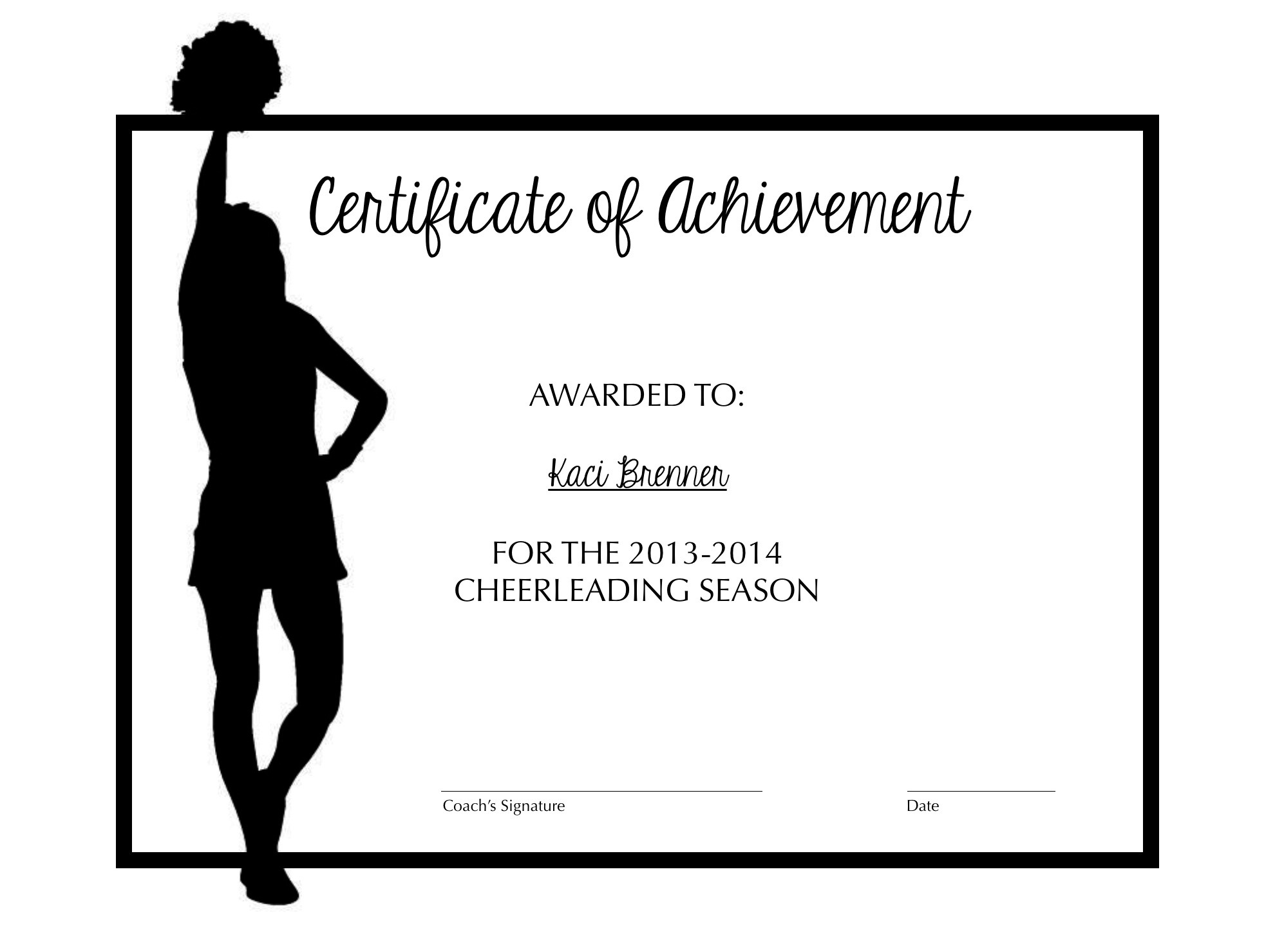 Cheerleading Certificate Of Achievement | Cheer | Cheer Coaches - Free Printable Cheerleading Certificates