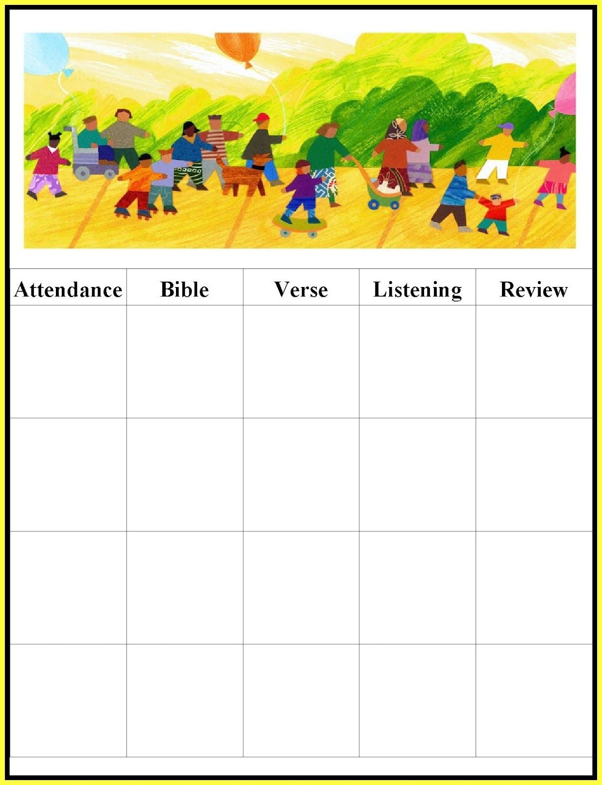 Attendance Chart Children's Church Attendance Chart, Sunday