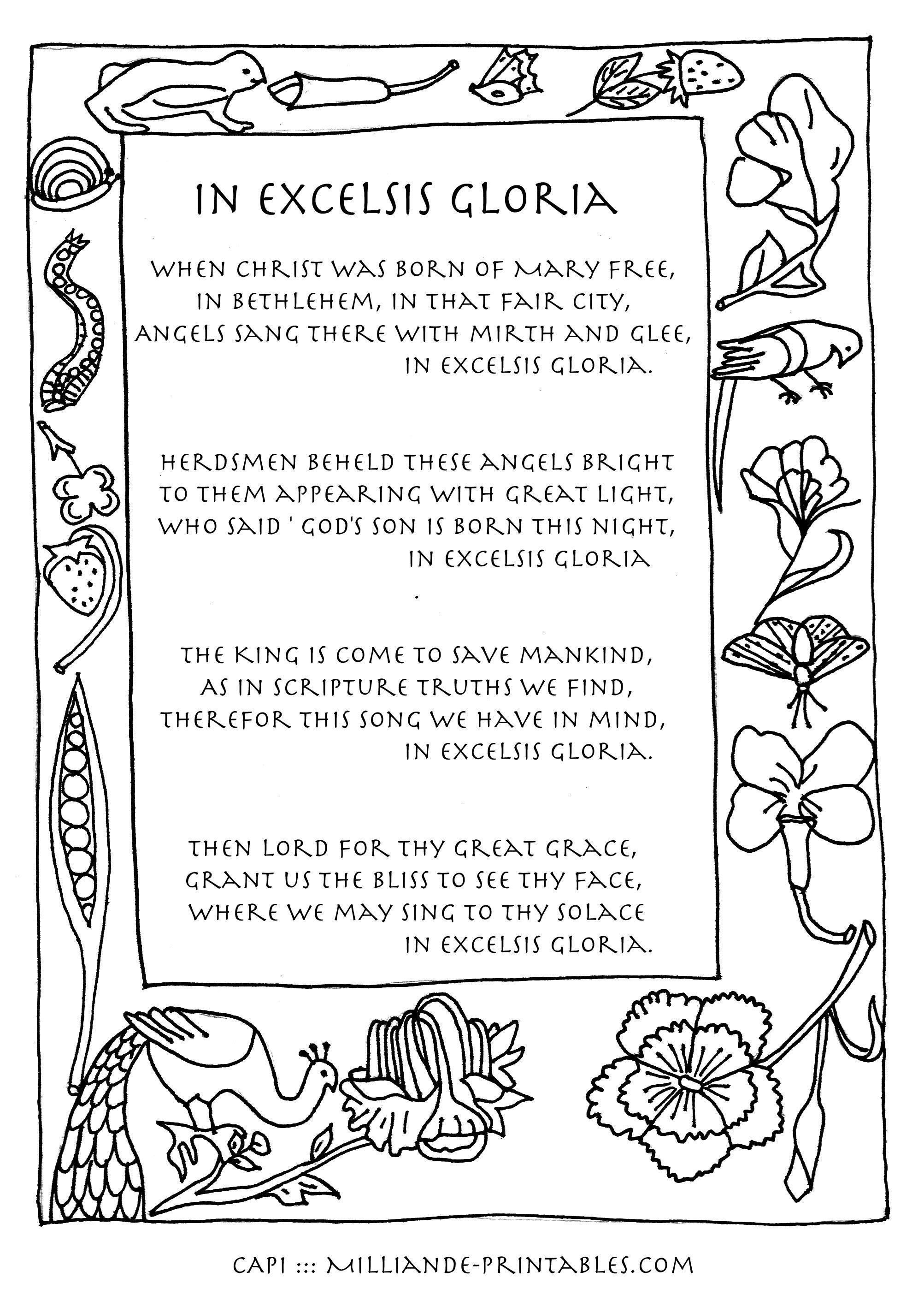 Christmas Carol Lyrics In Excelsis Gloria, Free Printable - Free Printable Lyrics To Christmas Carols