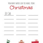 Christmas Games For Kids ~ Free Printable, Christmas Make A Word   Free Printable Word Games