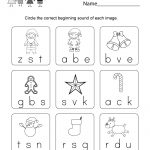 Christmas Phonics Worksheet   Free Kindergarten Holiday Worksheet   Phonics Pictures Printable Free