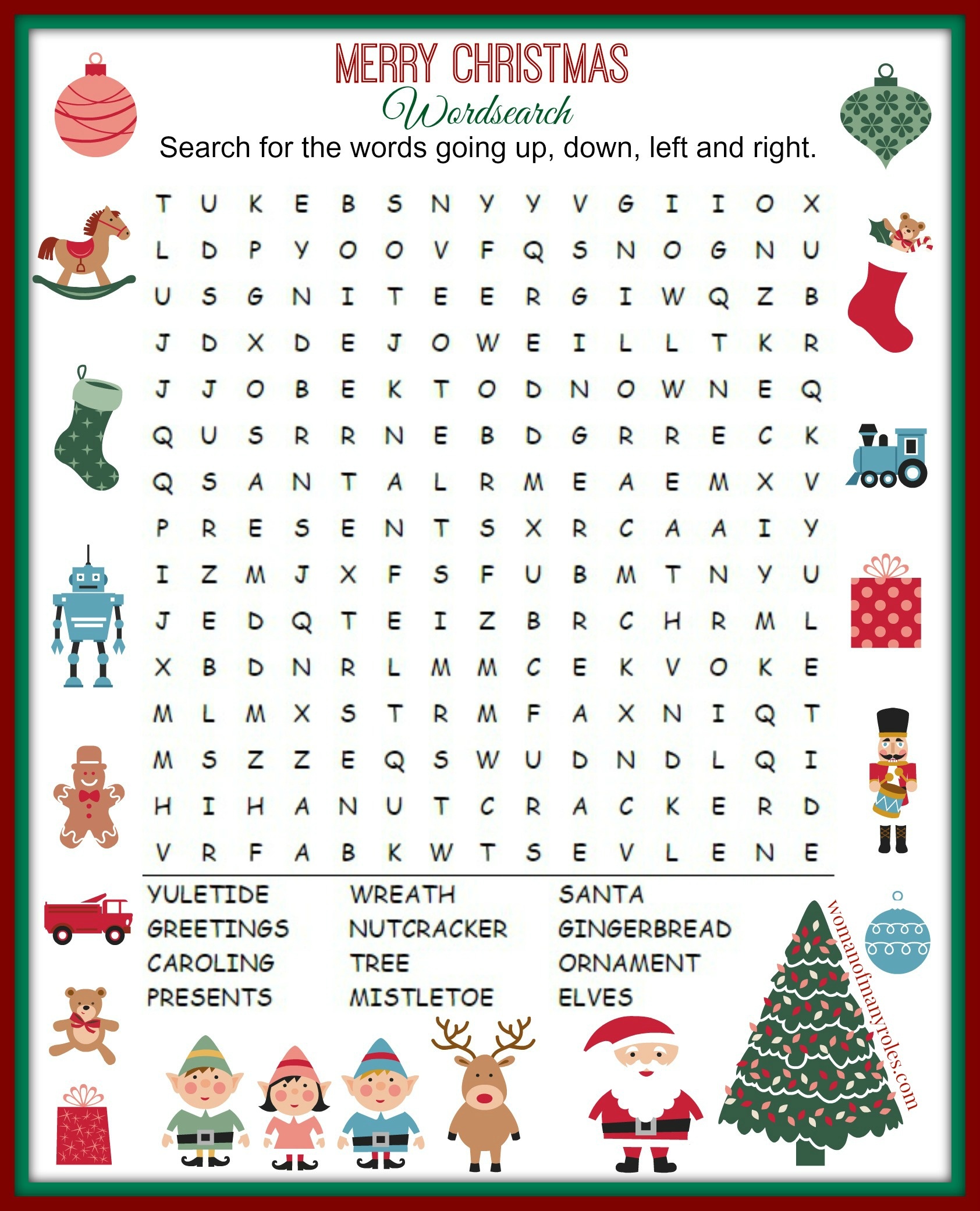 Christmas Word Search Printable : Woman Of Many Roles - Free Printable Christmas Word Search