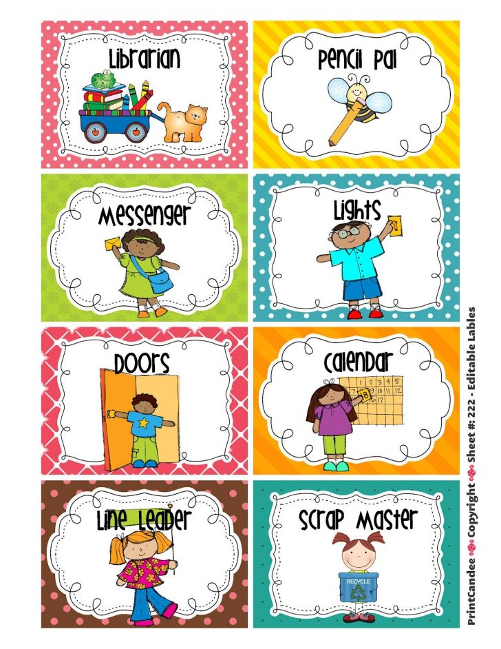 Preschool Classroom Helper Labels Free Printable