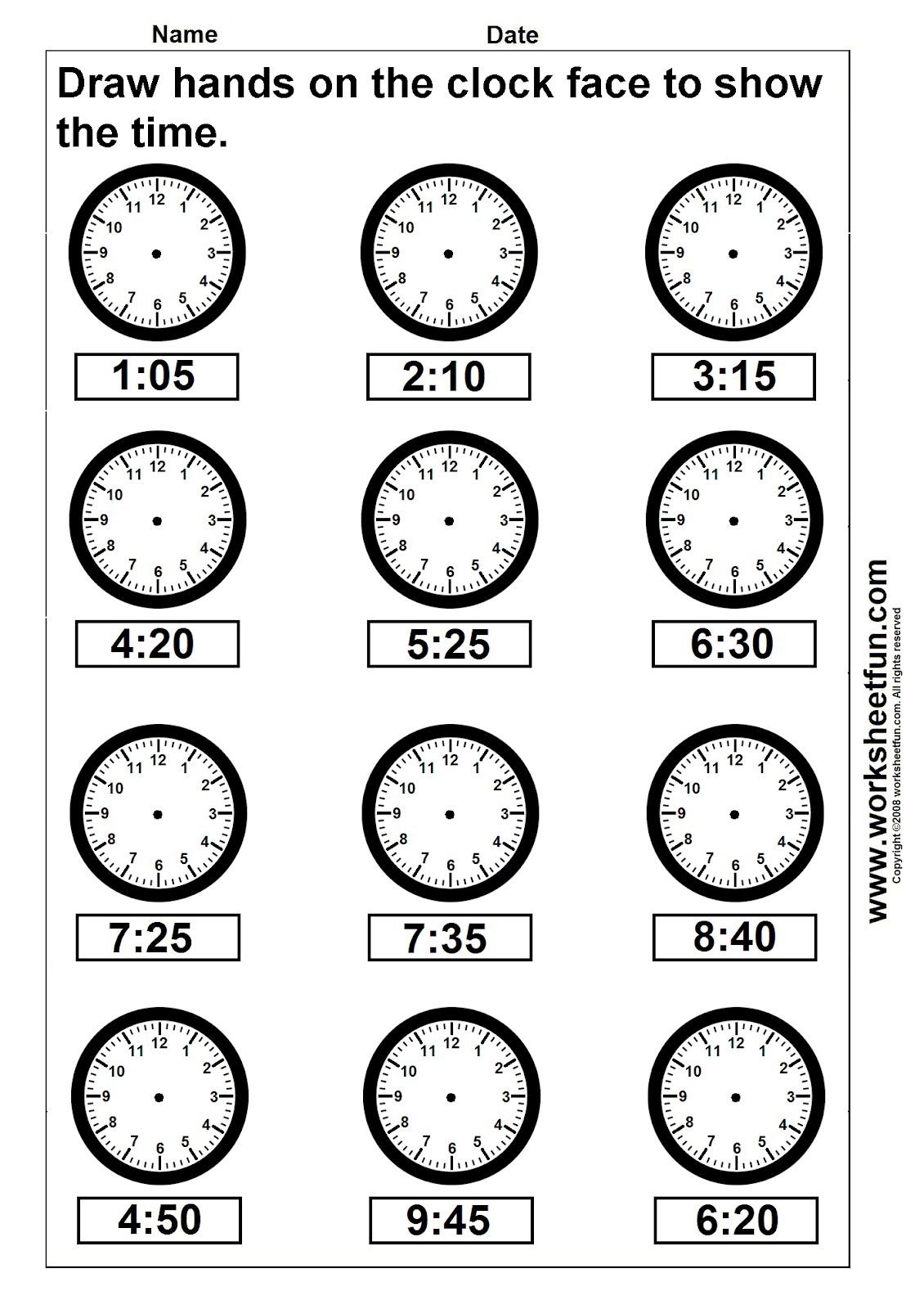 Clock Telling Time Worksheet Printable | Worksheetfun - Free - Free Printable Time Worksheets For Kindergarten