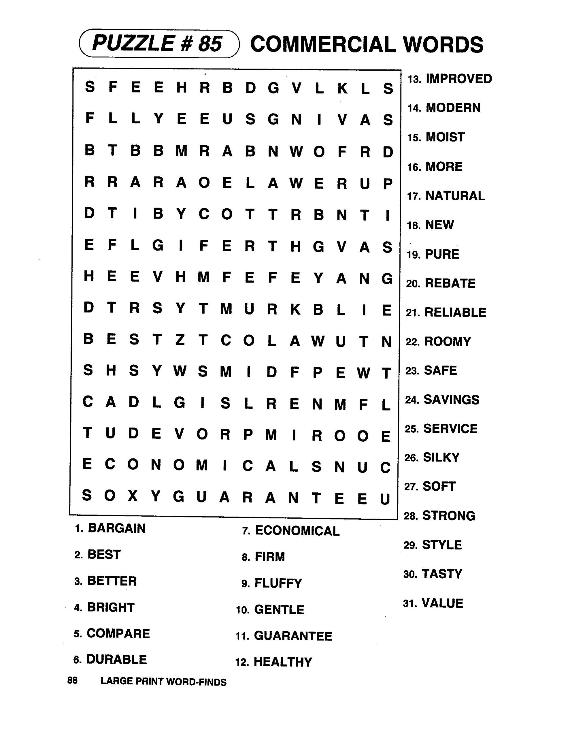 Free Large Printable Word Searches