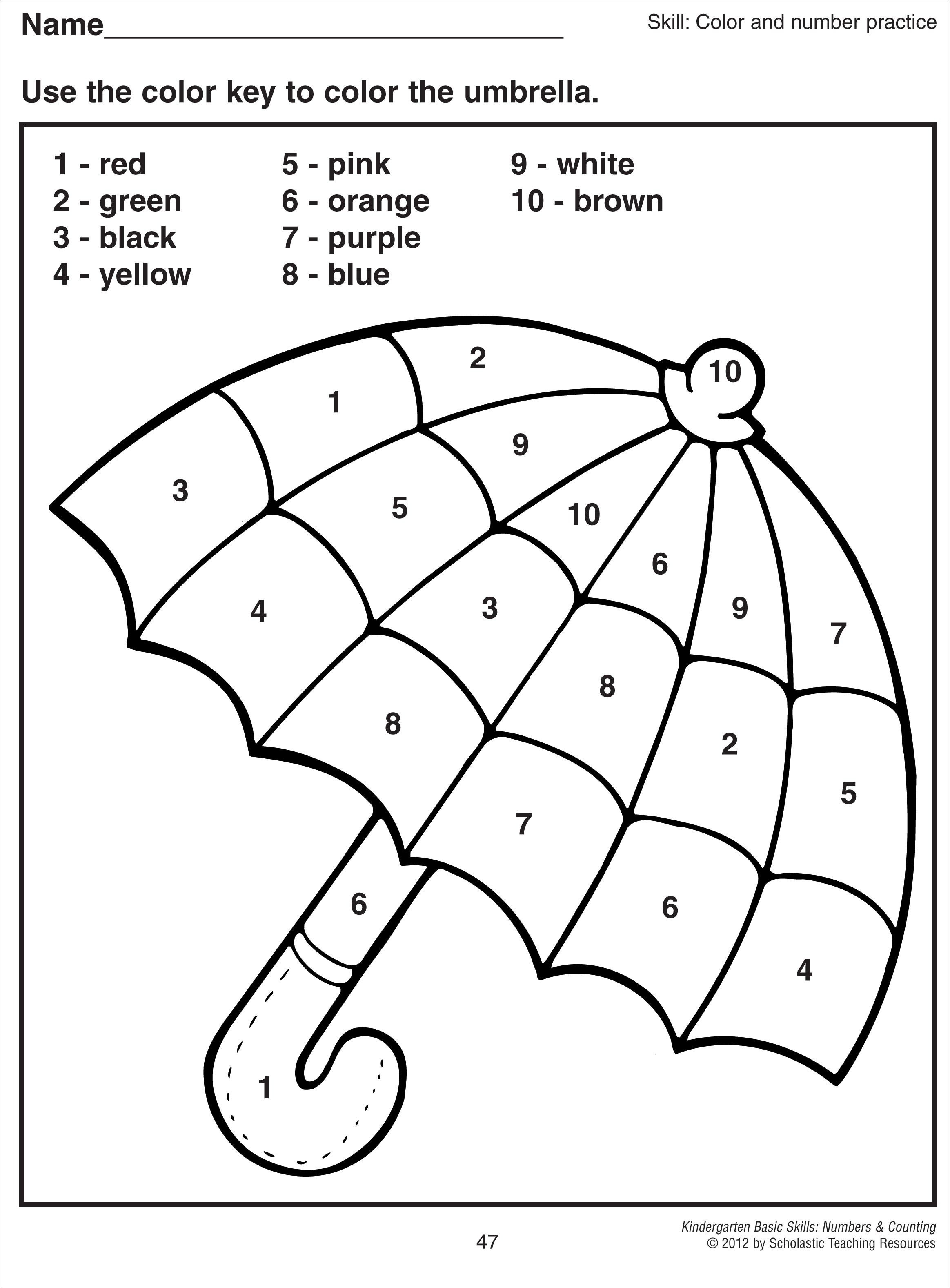 Colornumber Kindergarten : Free Coloring Pages - Coloring Pages - Free Printable Pages For Preschoolers
