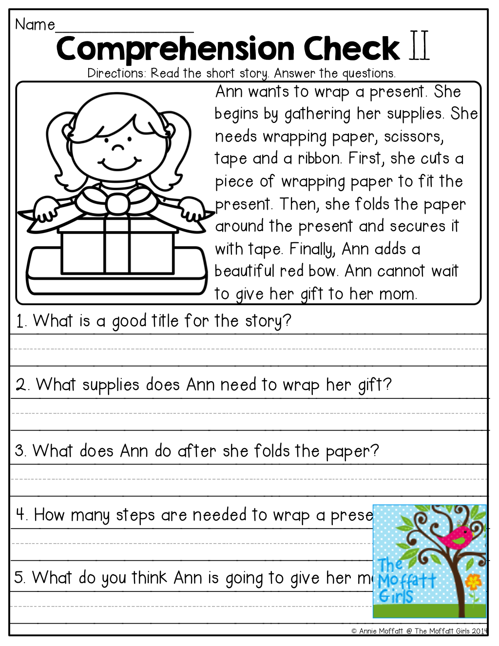 reading comprehension worksheets wh questions