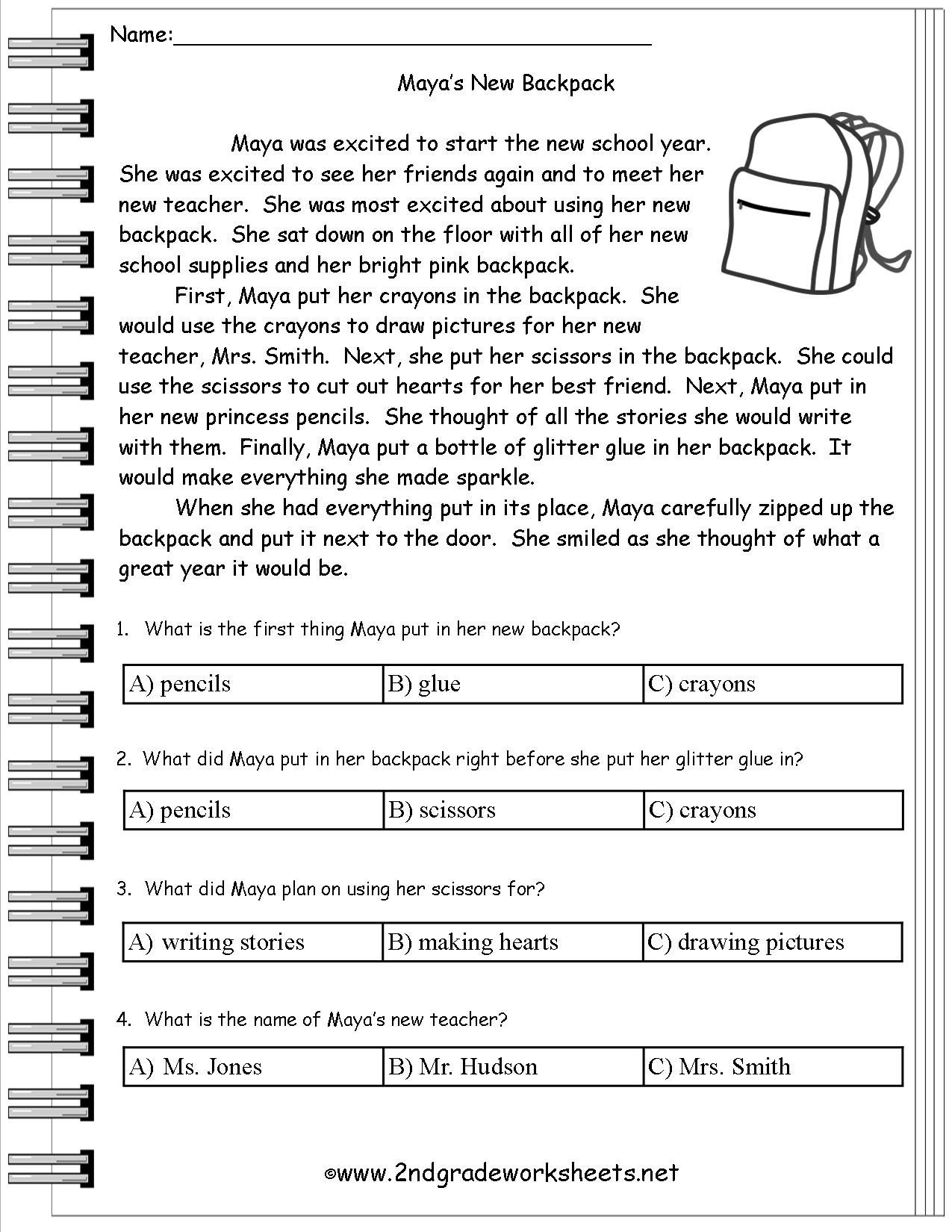 Comprehension Worksheet | Education | 3Rd Grade Reading - Free Printable 3Rd Grade Reading Worksheets