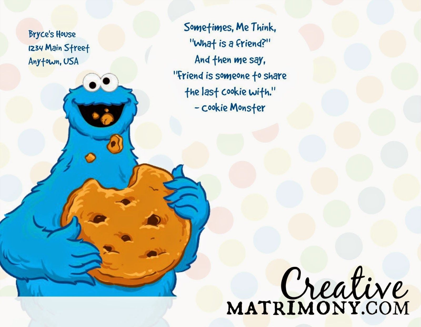 Cookie Monster Card - Google Search | Crafts • Cards • Creativity - Free Printable Cookie Monster Birthday Invitations