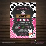 Cow Birthday Invitation, Digital File, Moo Invitation, Pink Gingham   Free Printable Cow Birthday Invitations
