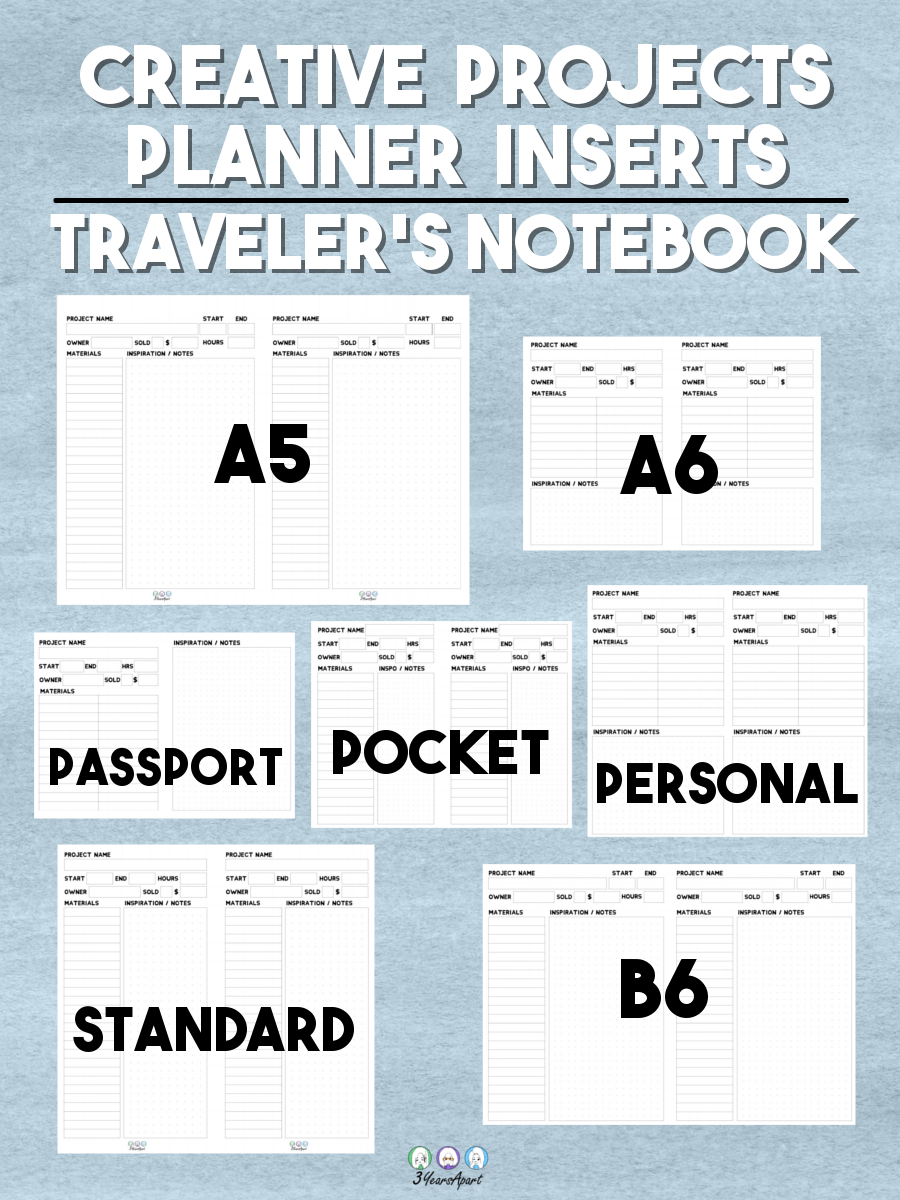 Creative Project Planner Inserts | Free Downloads | Project Planner - Free Printable Traveler&amp;amp;#039;s Notebook Inserts