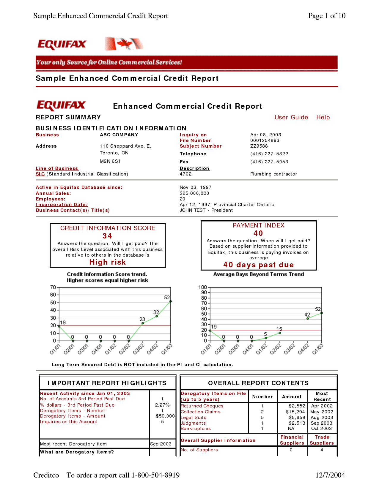 Credit Report: Sample Credit Report Equifax - Credit Report Template - Free Printable Credit Report