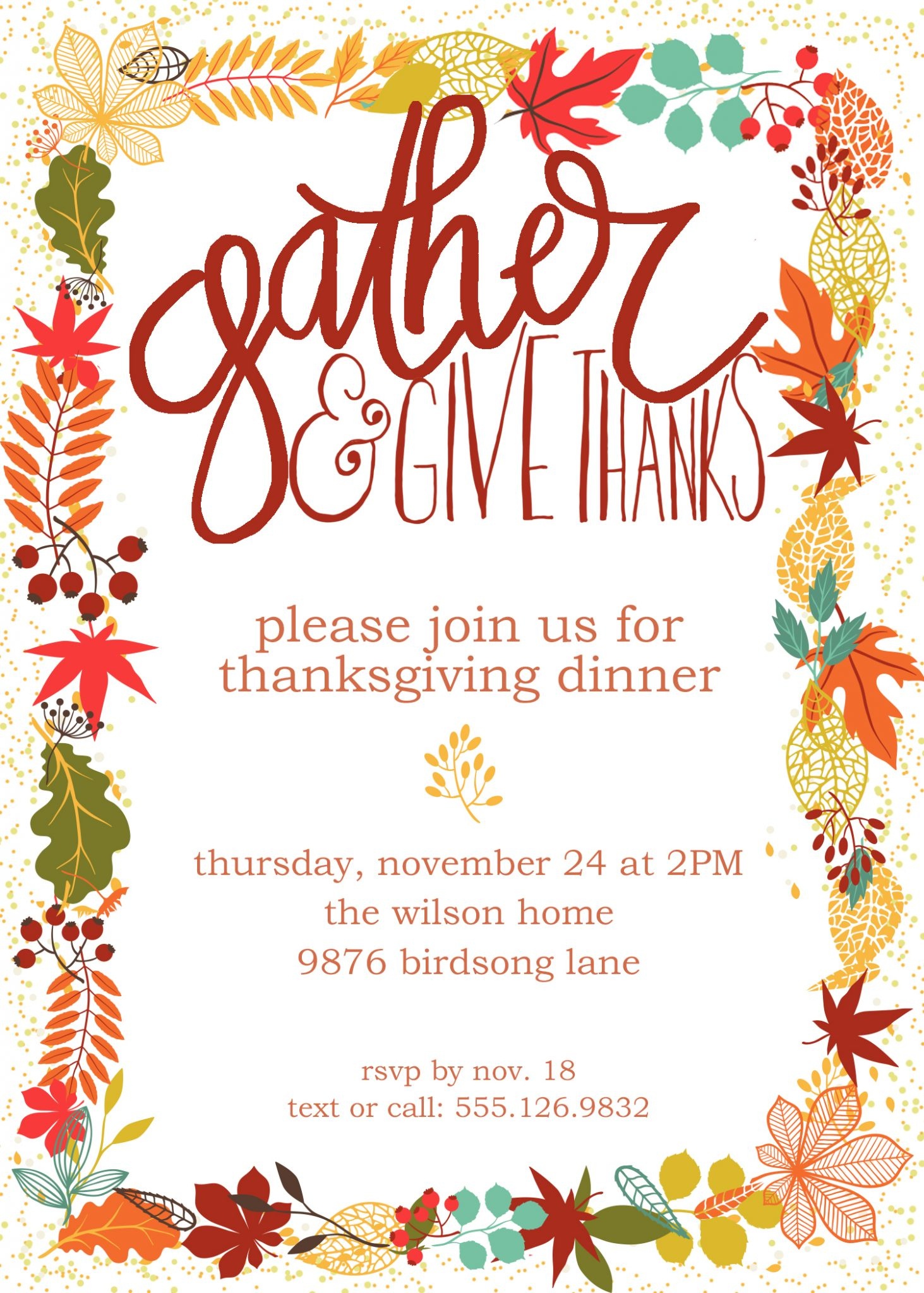 Customizable Thanksgiving Invitation | Free Printable - Free Printable Invitations