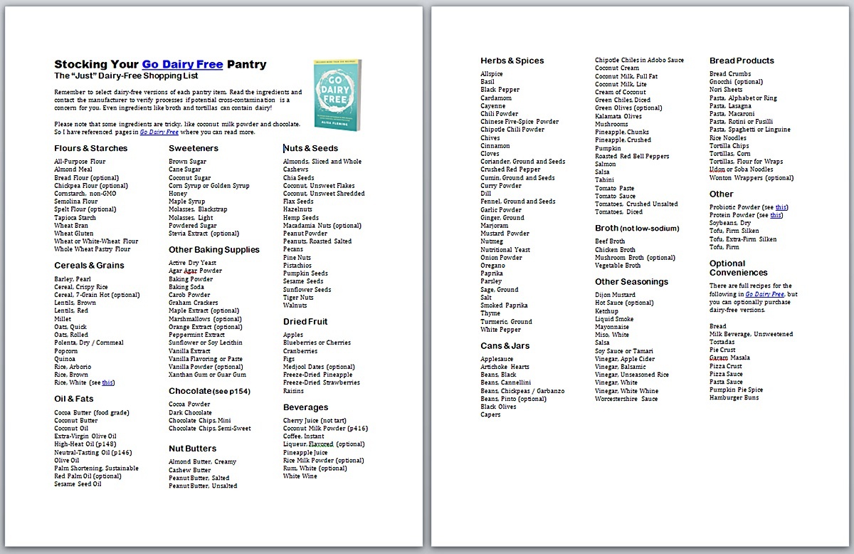Dairy Free Pantry Stocking Printables With Shopping Lists For All - Gluten Free Food List Printable