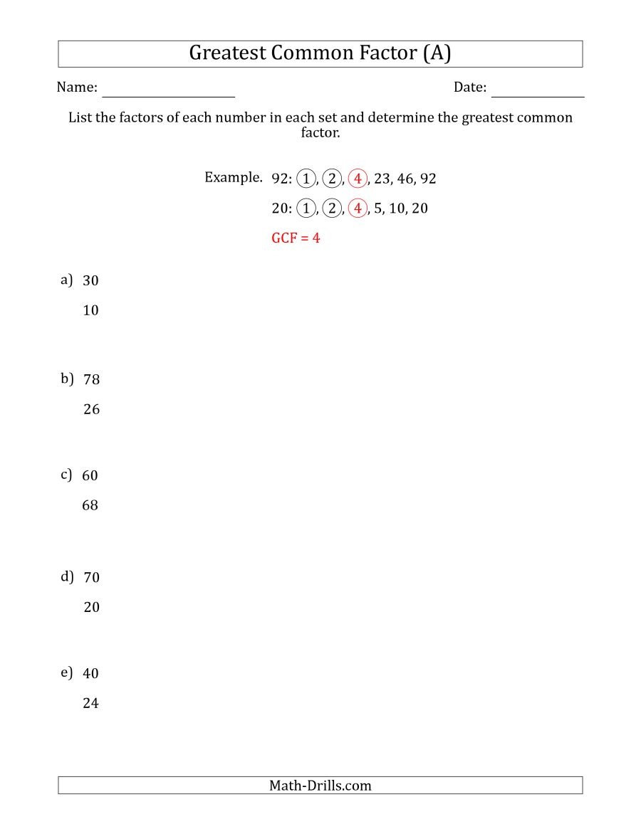 Free Printable Lcm Worksheets Free Printable