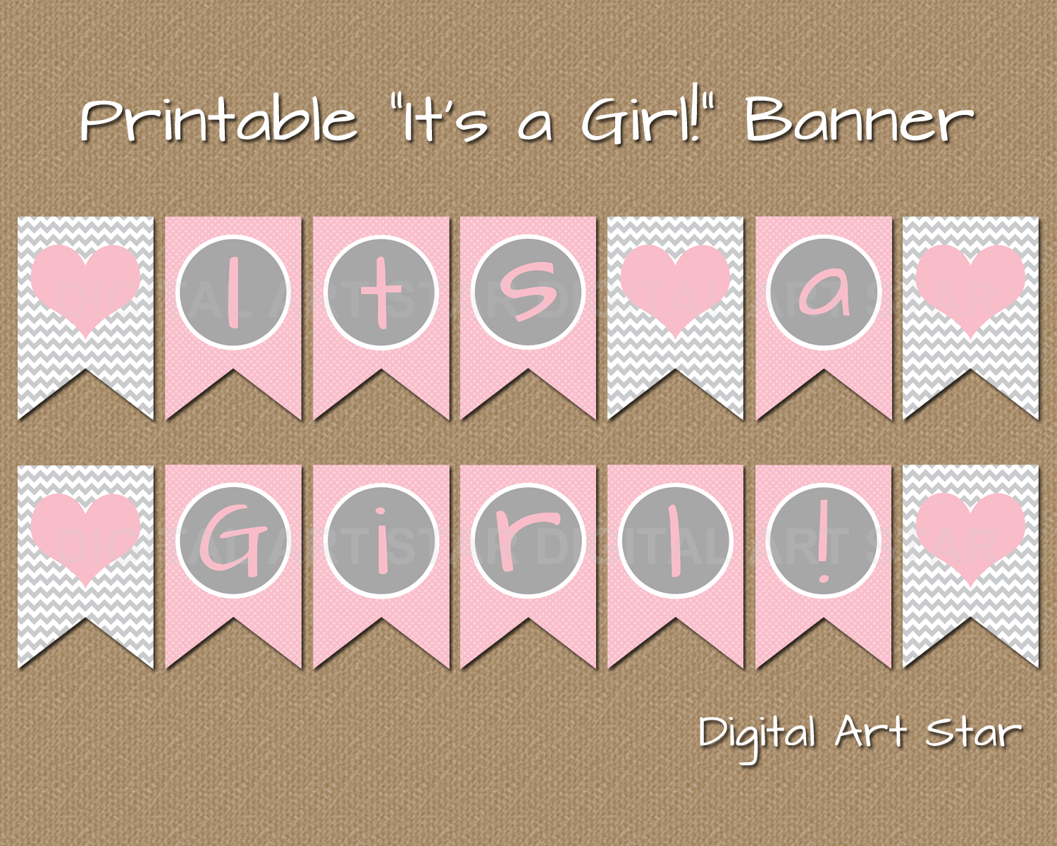 Digital Art Star :: Cute Digital Scrapbook Paper And Party - Baby Girl Banner Free Printable