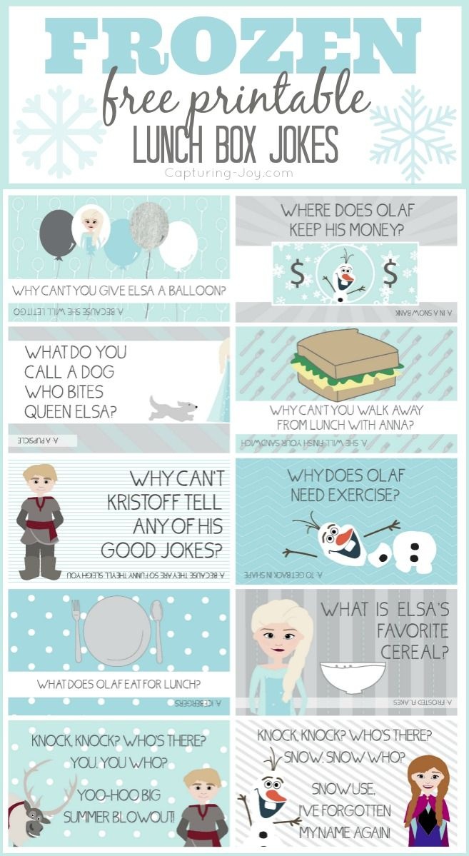 Disney Frozen Jokes | Bloggers&amp;#039; Fun Family Projects | Kids Lunch For - Free Printable Jokes For Adults