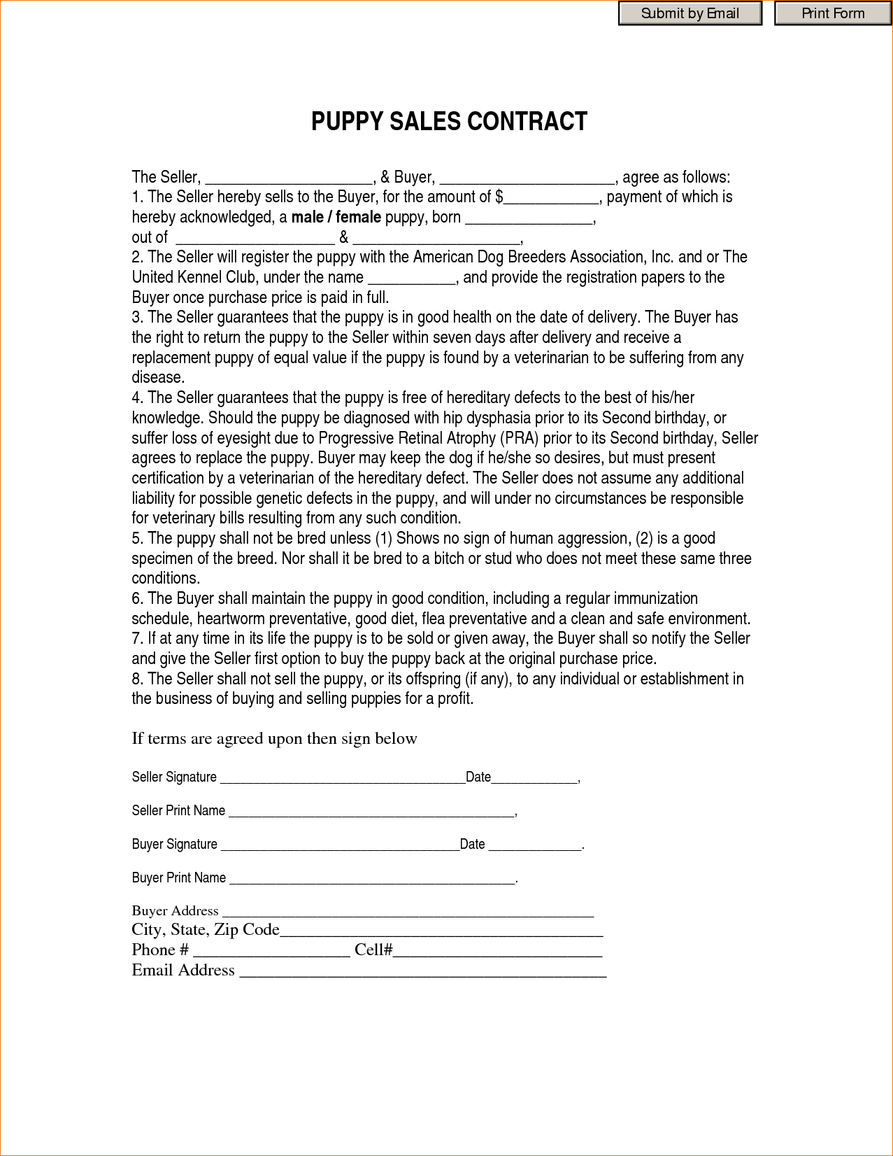 Dog Walking Agreement Form 111116 Contract Puppy Sales Contract Form - Free Printable Puppy Sales Contract