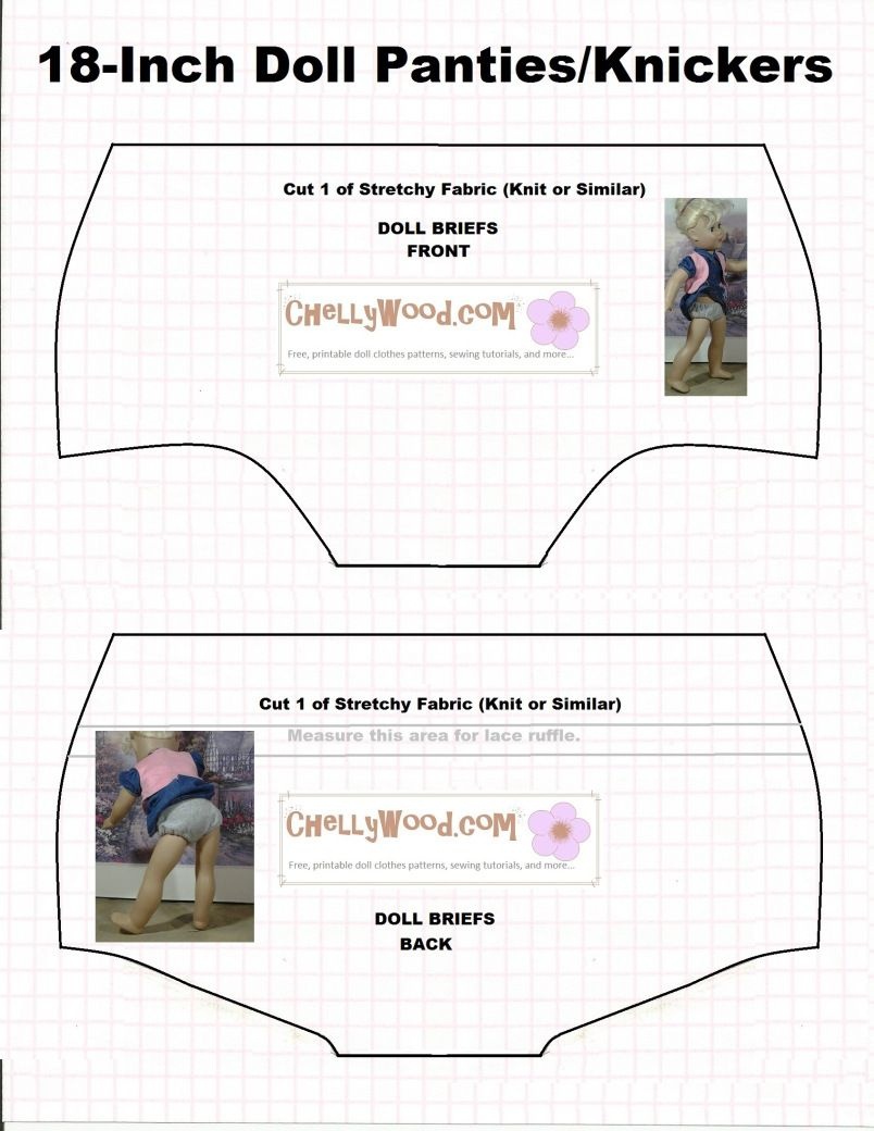 Doll Underwear Pattern (Briefs) To Fit 18 Inch Dolls Like American - Free Printable Doll Clothes Patterns For 18 Inch Dolls