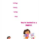 Dora The Explorer Free Printable Birthday Party Invitation   Dora Birthday Cards Free Printable