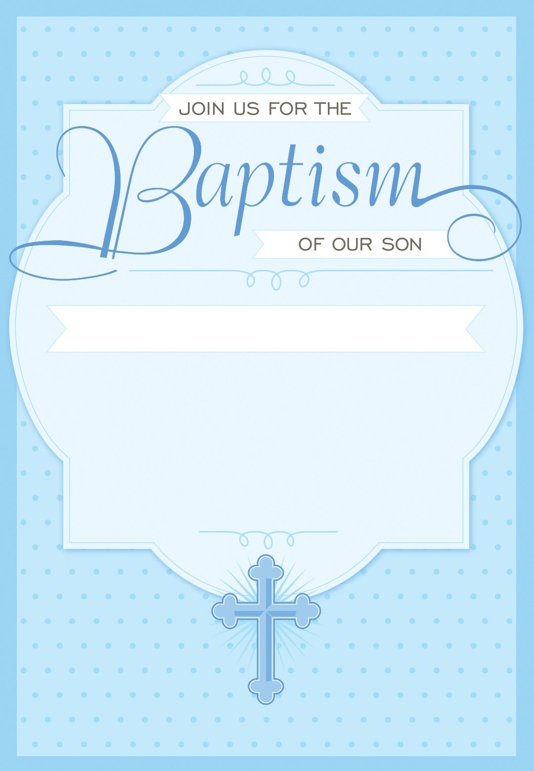 Dotted Blue - Free Printable Baptism &amp;amp; Christening Invitation - Free Printable Baptism Greeting Cards