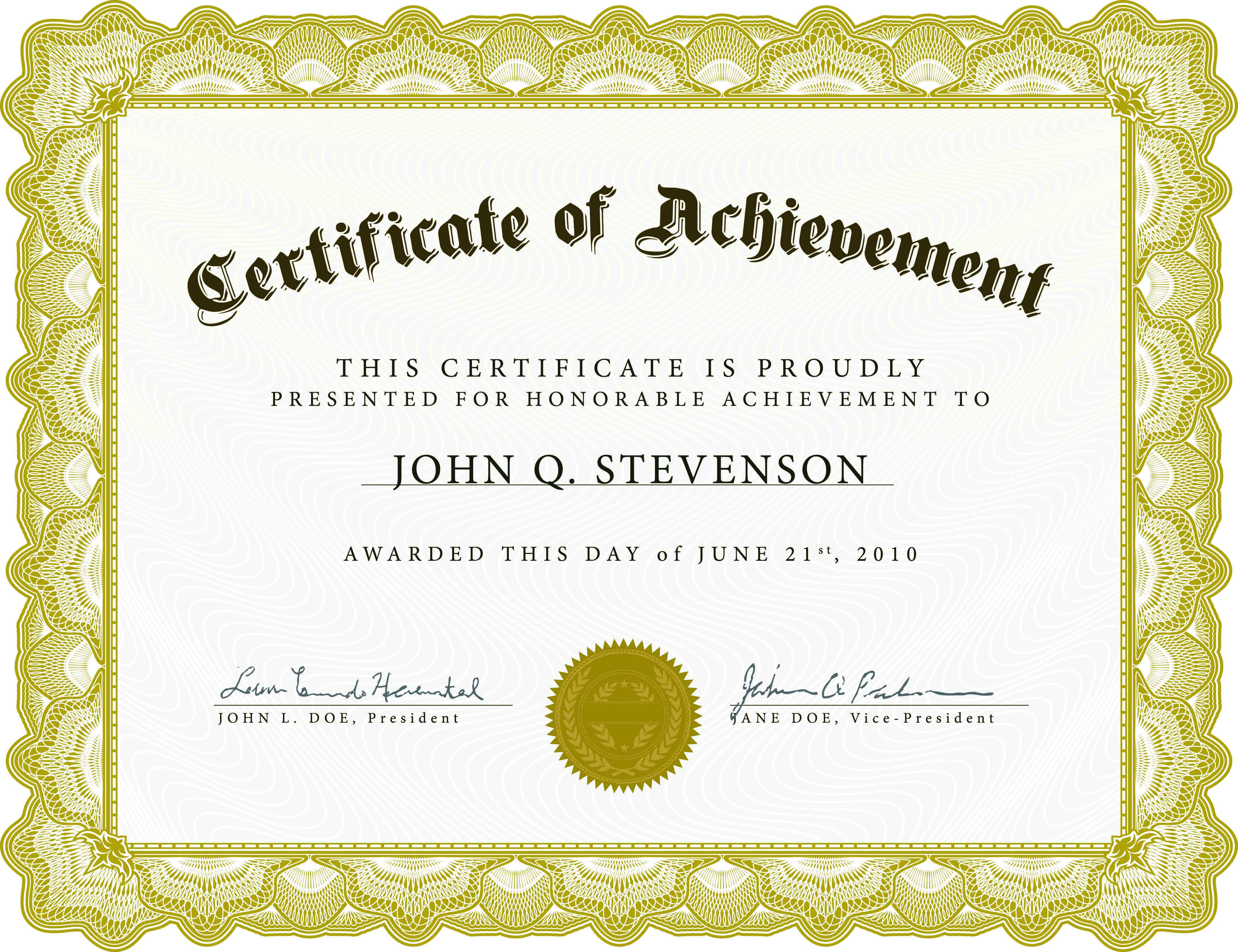 Printable Achievement Certificates Kids