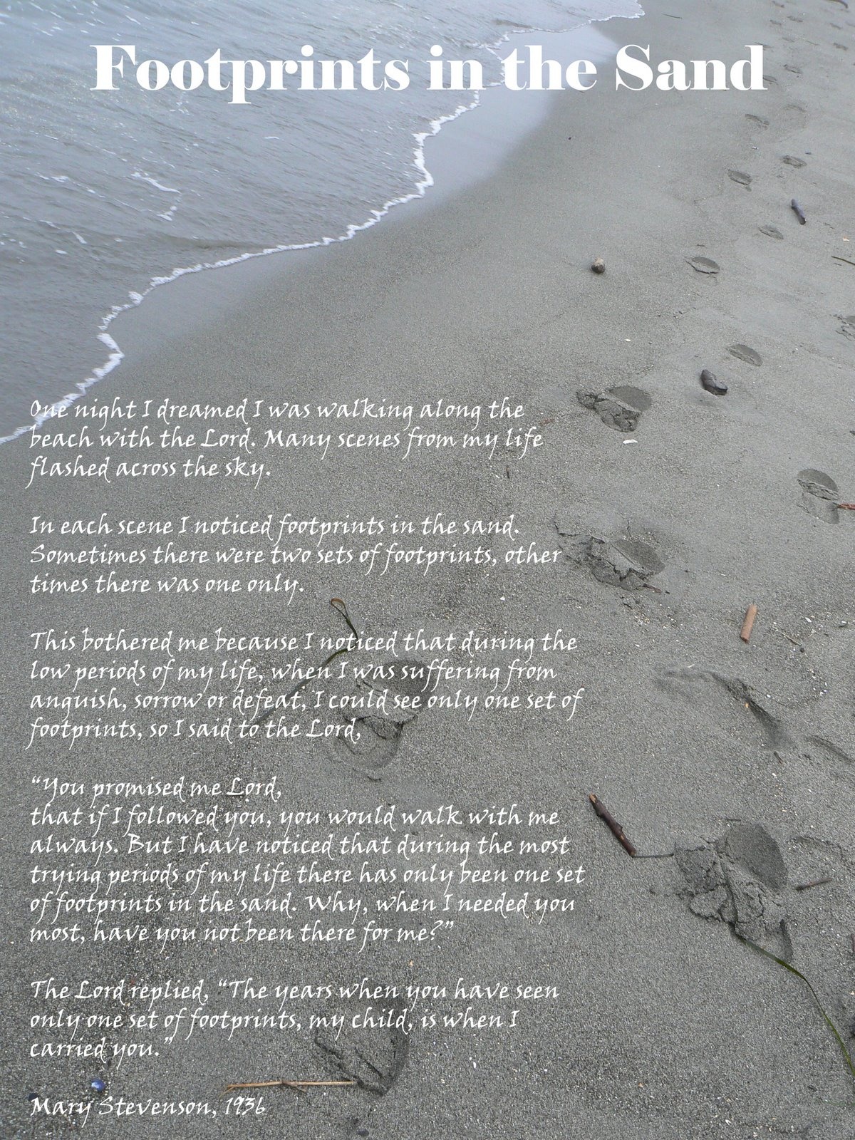 Download Footprints In The Sand Poem Printable Version Collection Of - Footprints In The Sand Printable Free