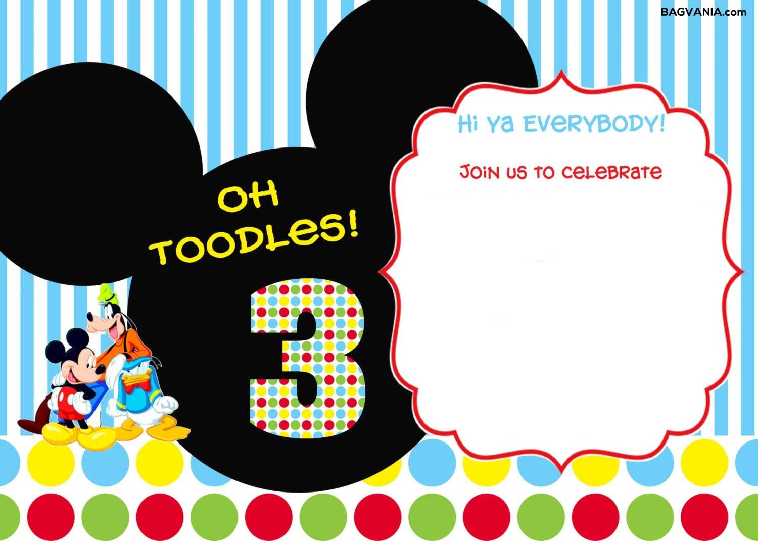 Download Free Printable Mickey Mouse Birthday Invitations | Bagvania - Free Mickey Mouse Printable Templates