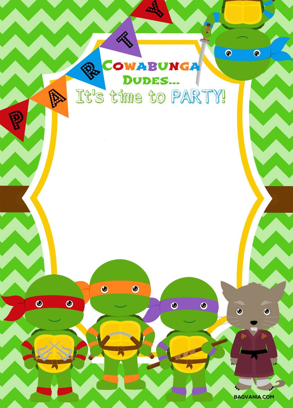 Free Printable Teenage Mutant Ninja Turtle Party Invitations