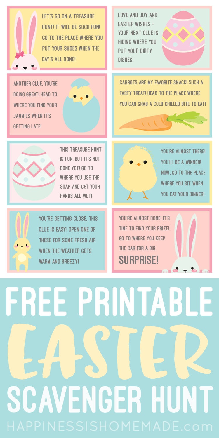 Easter Scavenger Hunt - Free Printable! - Happiness Is Homemade - Free Printable Scavenger Hunt For Kids