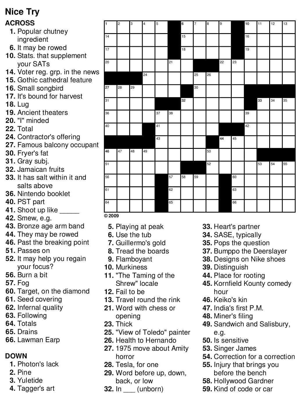 Free Printable Easy Crossword Puzzles With Answers