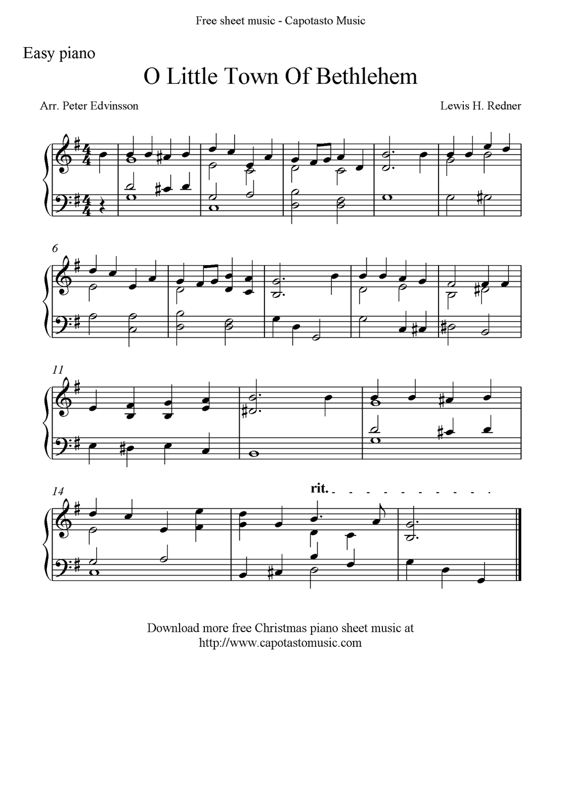 Easy Piano Solo Arrangementpeter Edvinsson Of The Christmas - Free Printable Christmas Sheet Music For Piano