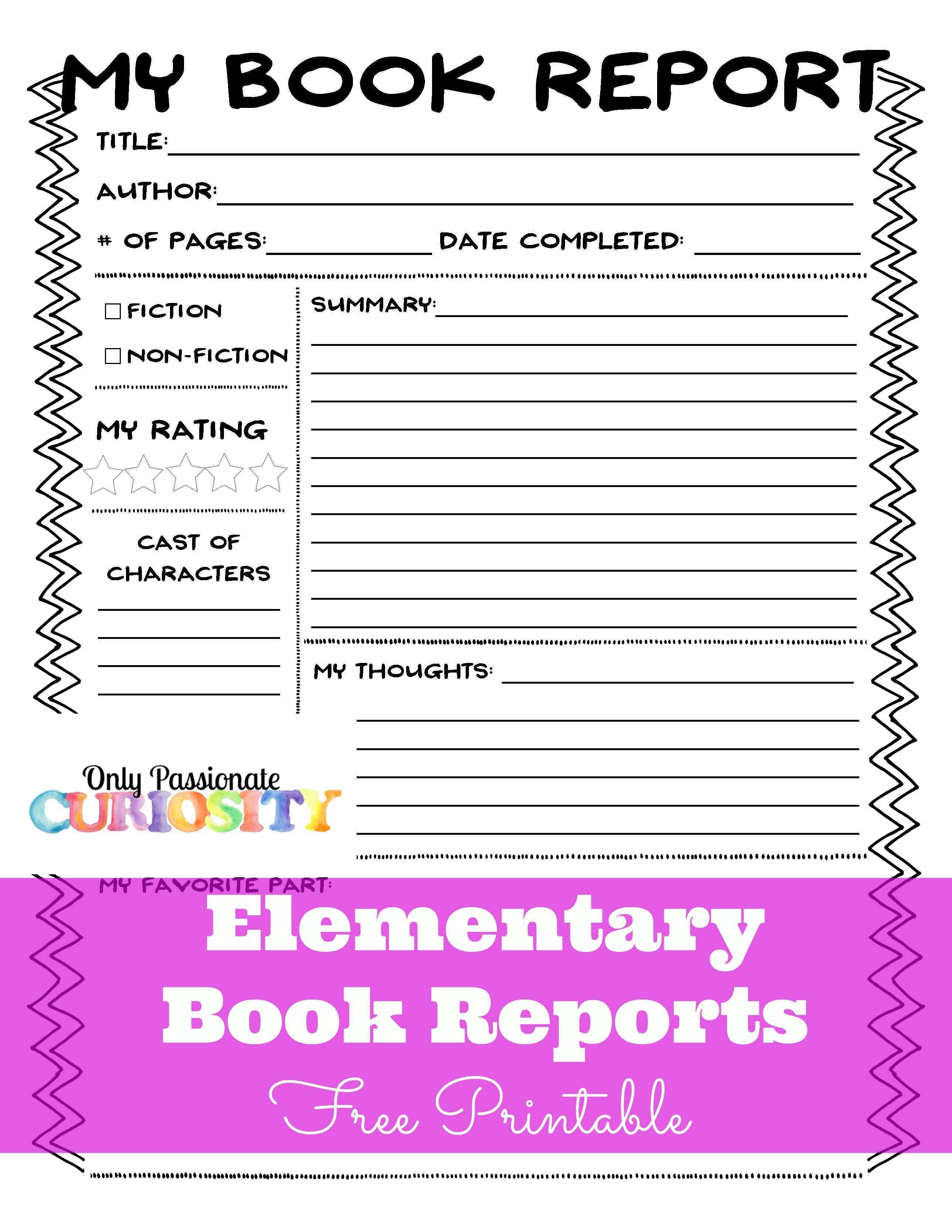 Elementary Book Reports Made Easy | Homeschooling | Book Report - Free Printable Story Books For Grade 2