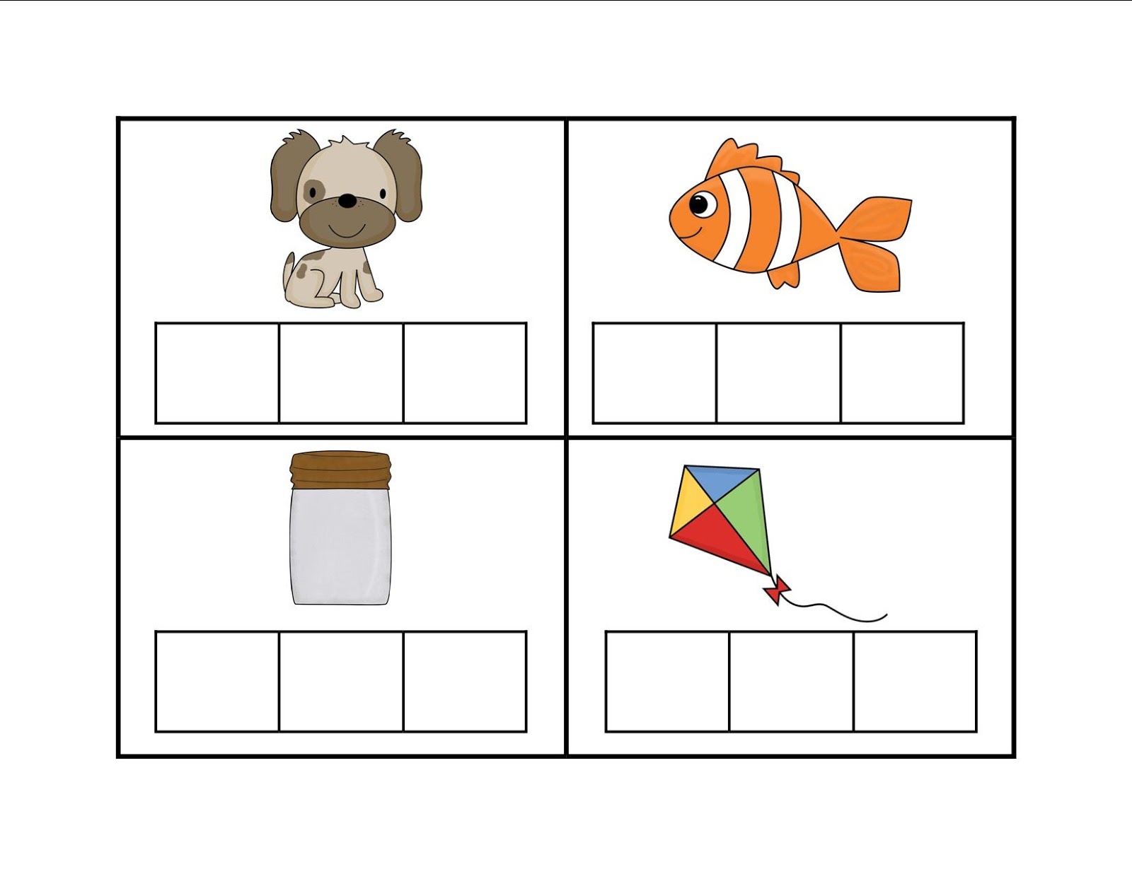 Elkonin Boxes Template. Elkonin Boxes Phonics Worksheets. Printable - Free Printable Elkonin Boxes