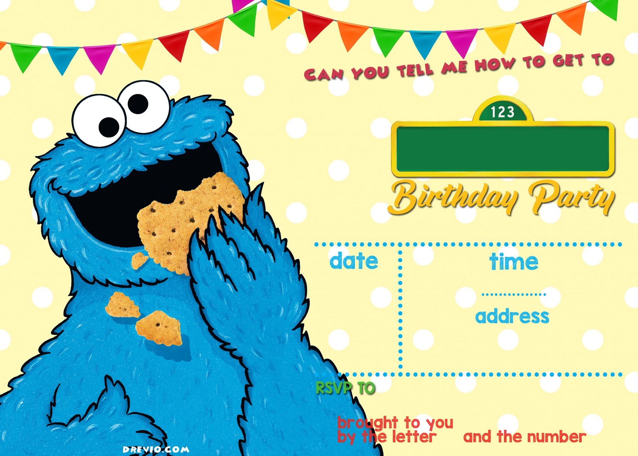Elmo Sesame Street Birthday Party Invitations | Elijah | Sesame - Free Printable Cookie Monster Birthday Invitations