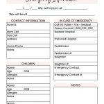 Emergency Information Sheet | Education & Life Skills | Babysitter   Free Printable Parent Information Sheet