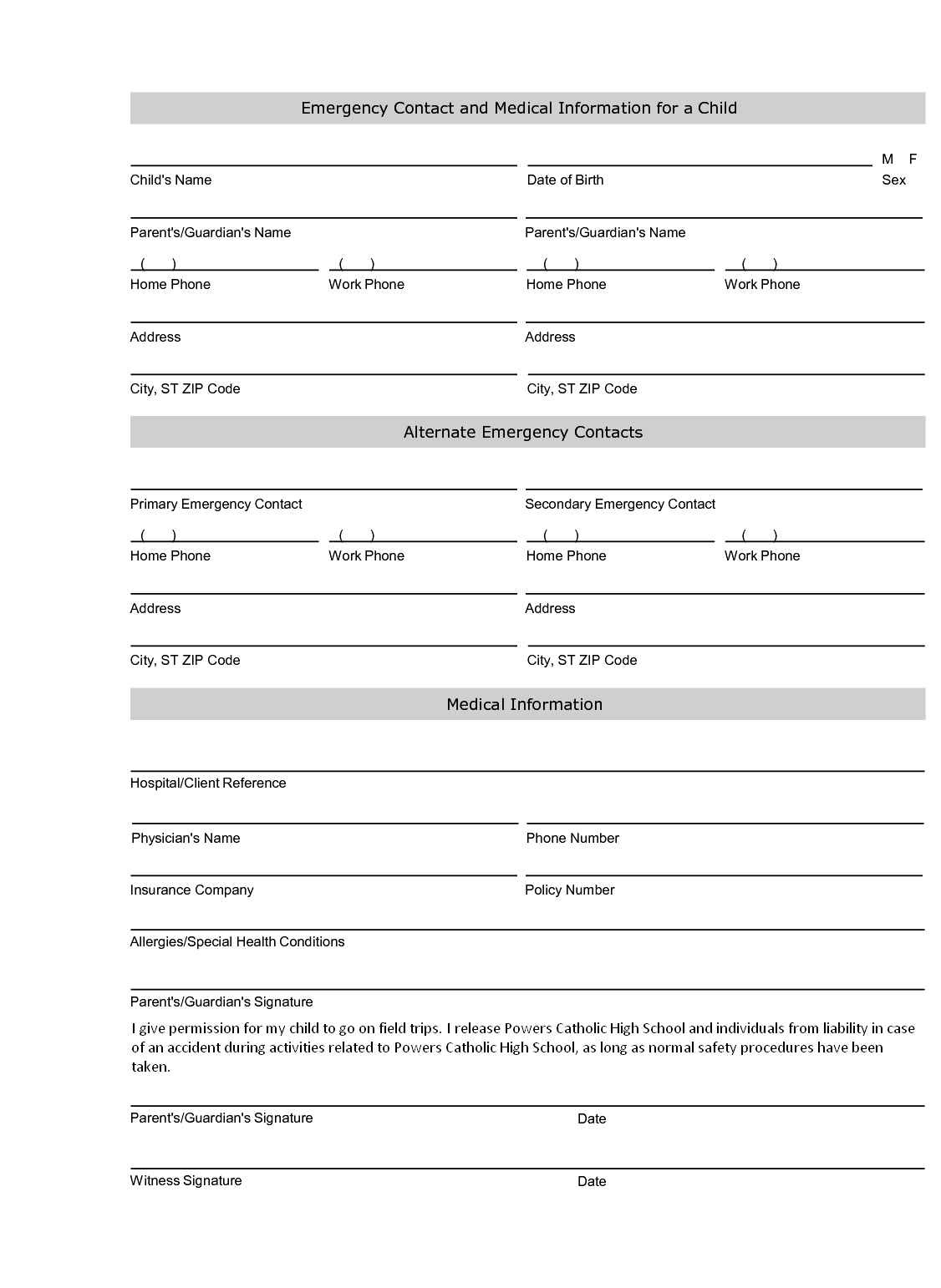 Free Medical Forms Templates