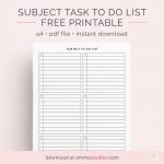 Emma's Studyblr — Subject Task To Do List Free Printable An   Free Printable List