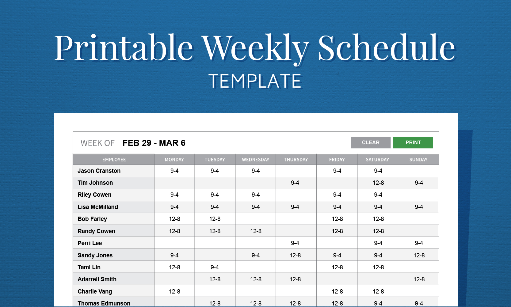 Free Weekly Schedule Templates For Word 18 Templates Free Printable 