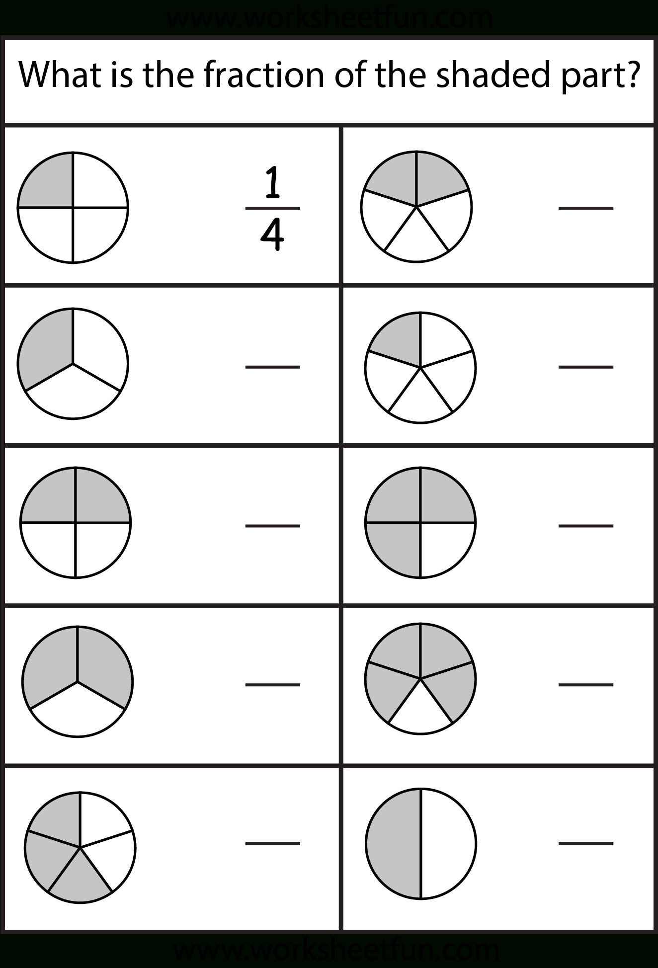 Free Printable First Grade Fraction Worksheets - Free Printable