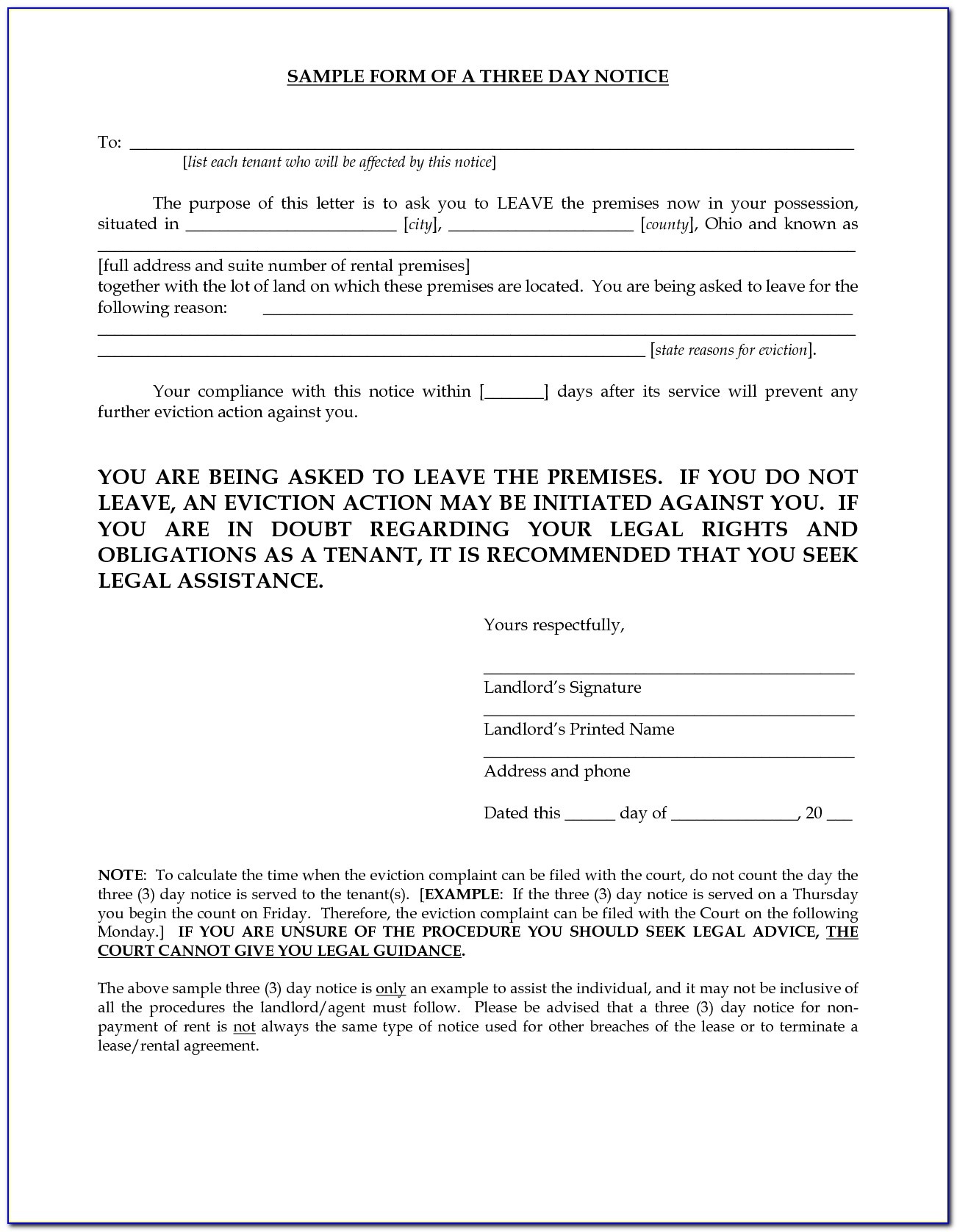 Eviction Notice Form Ohio Free - Form : Resume Examples #r9Lpnrxmlb - Free Printable Eviction Notice Ohio
