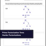 Factorization, Gcd, Lcm For Prime Factorization Trees: Harder   Free Printable Lcm Worksheets