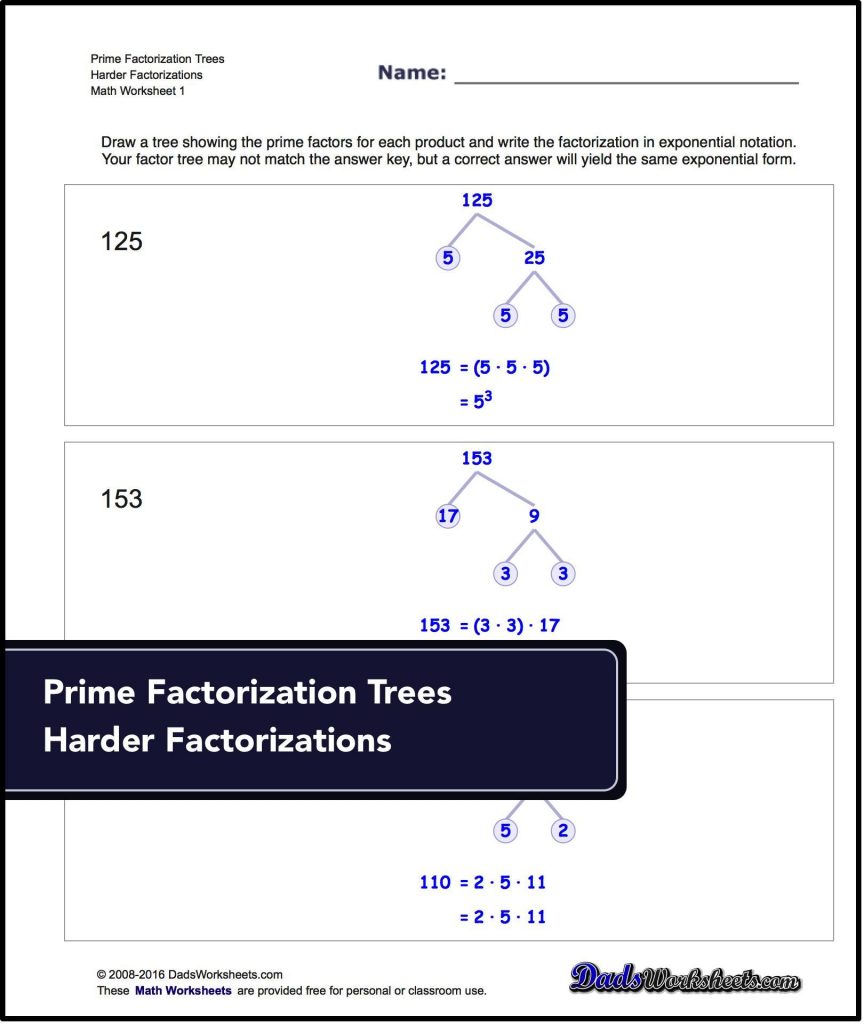 Factorization, Gcd, Lcm For Prime Factorization Trees Harder Free