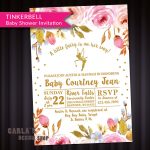 Fairy And Floral Theme Baby Shower Invitation With Tinkerbell | Etsy   Free Printable Tinkerbell Baby Shower Invitations