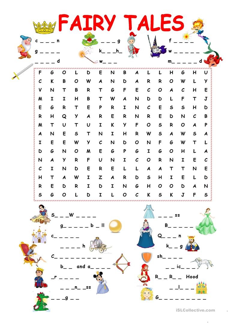 Fairy Tales.wordsearch Worksheet - Free Esl Printable Worksheets - Free Printable Disney Stories