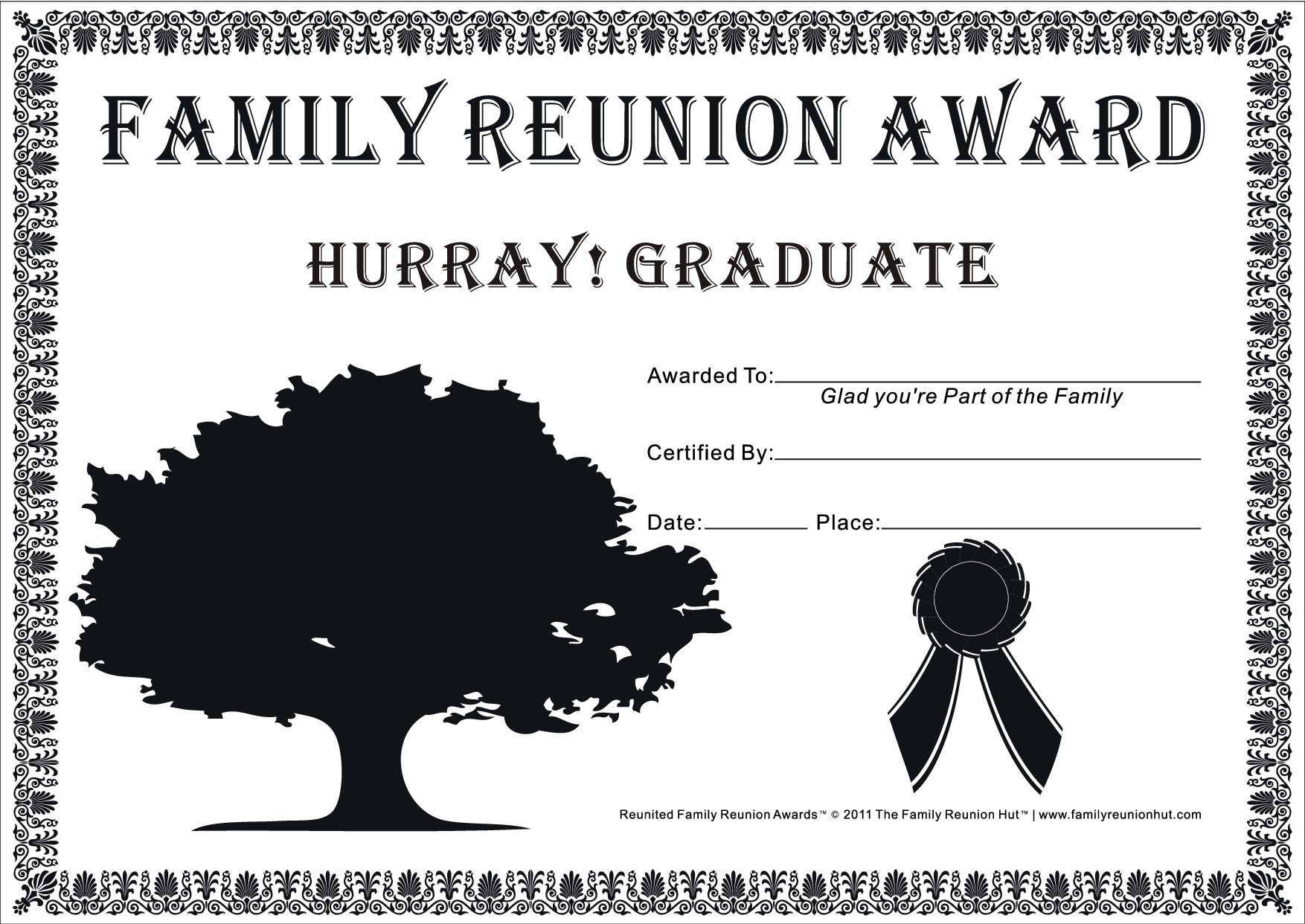 017 Free Family Reunion Certificates Templates Certificate Award Free