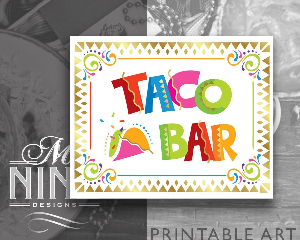 Fiesta Party Sign Printables Taco Bar Sign Downloads | Etsy - Free Printable Taco Bar Signs