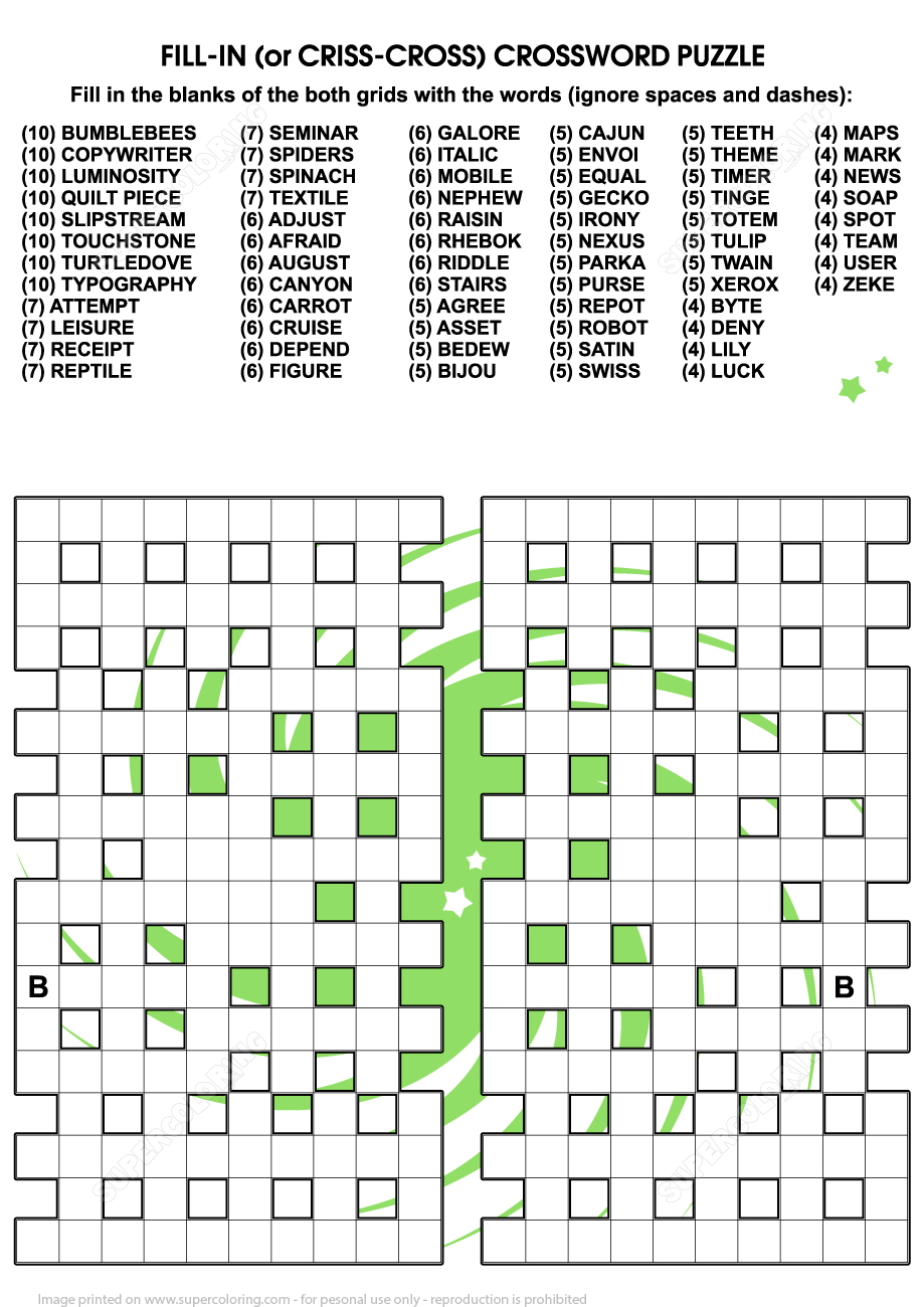 Fill In Crossword Criss-Cross Puzzle | Free Printable Puzzle Games - Free Printable Easy Fill In Puzzles
