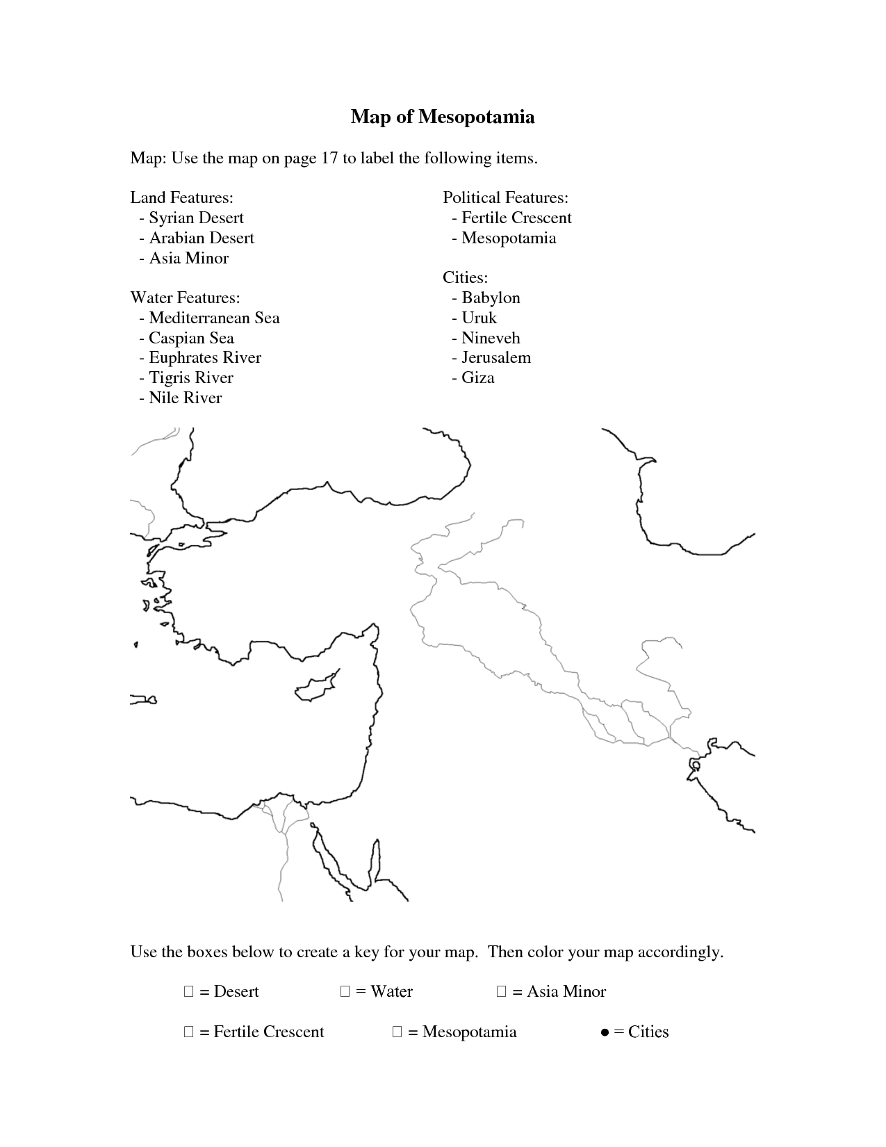First Communion Worksheets For Children | Mesopotamia Map Colouring - Free Printable Map Of Mesopotamia