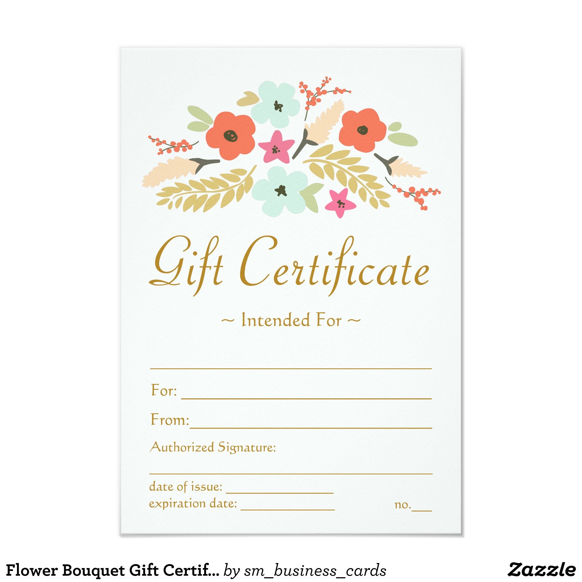 Flower Bouquet Gift Certificate | Zazzle | Baby | Gift - Free Printable Gift Certificate Templates For Massage